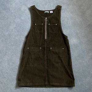 Vintage Olive Green Corduroy Overall/coverall dress